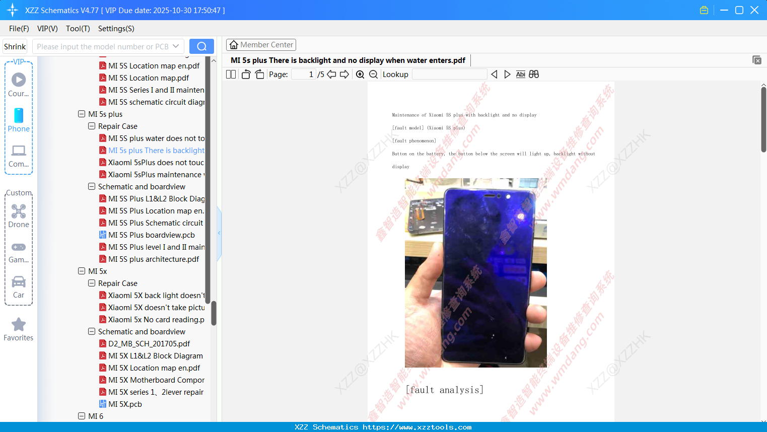 Xiaomi MI 5s Plus There Is Backlight And No Display When Water Enters
